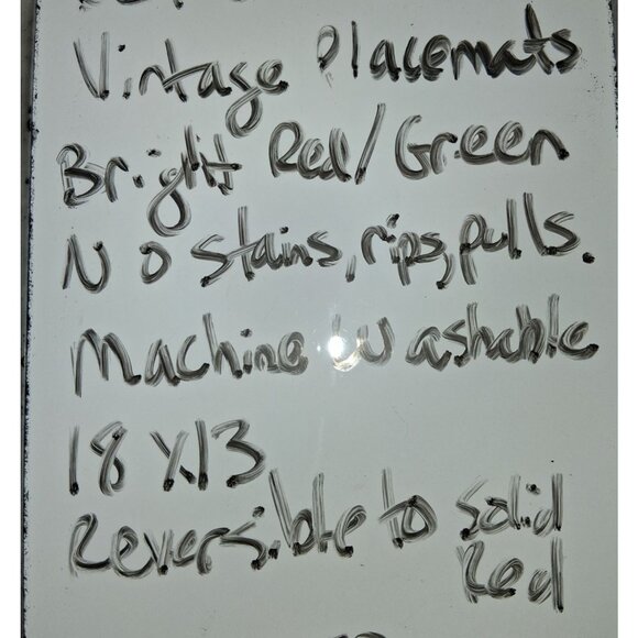 Set Of 6 Vintage Reversible Placemats Bright Red/Green Floral Pattern 18X13 Mach - Picture 4 of 4